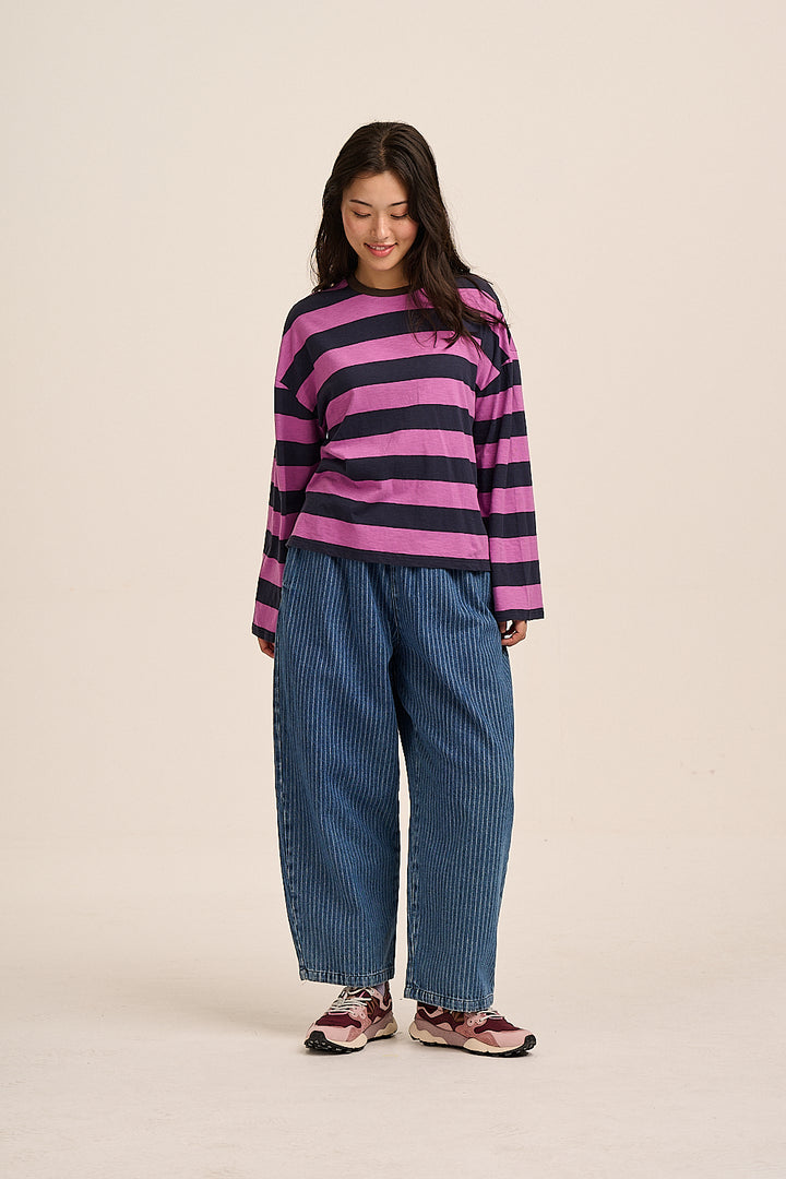 Roxy Long Sleeve Top - Magenta Stripe