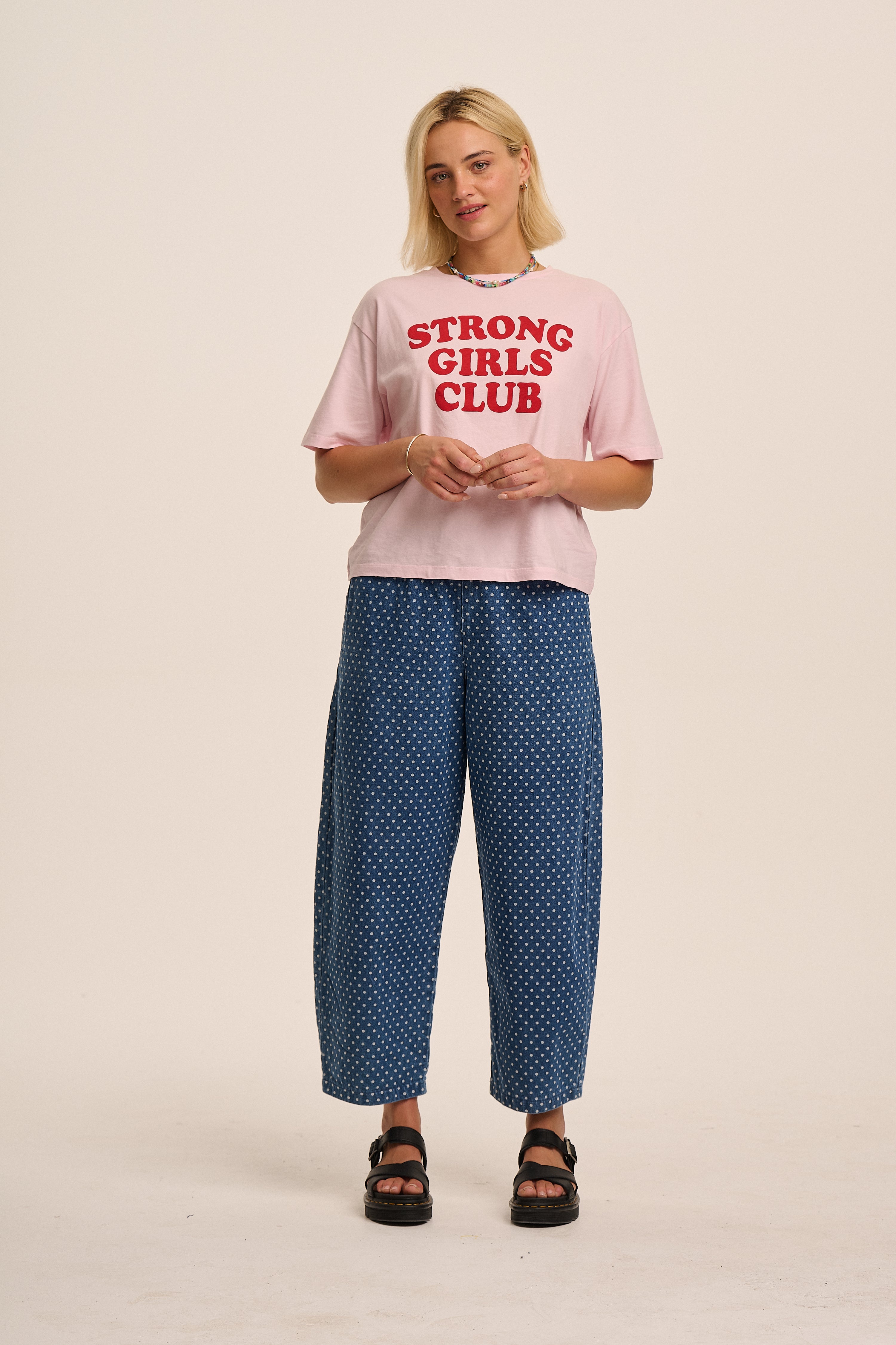 Ottie Denim Trousers - Mid Wash Dotty