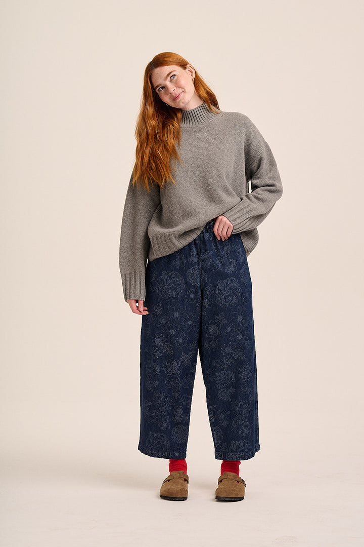 Ottie Denim Trousers - Outline Floral