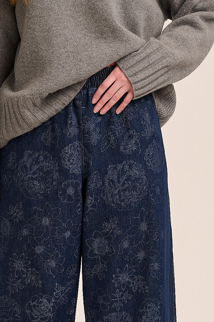 Ottie Denim Trousers - Outline Floral