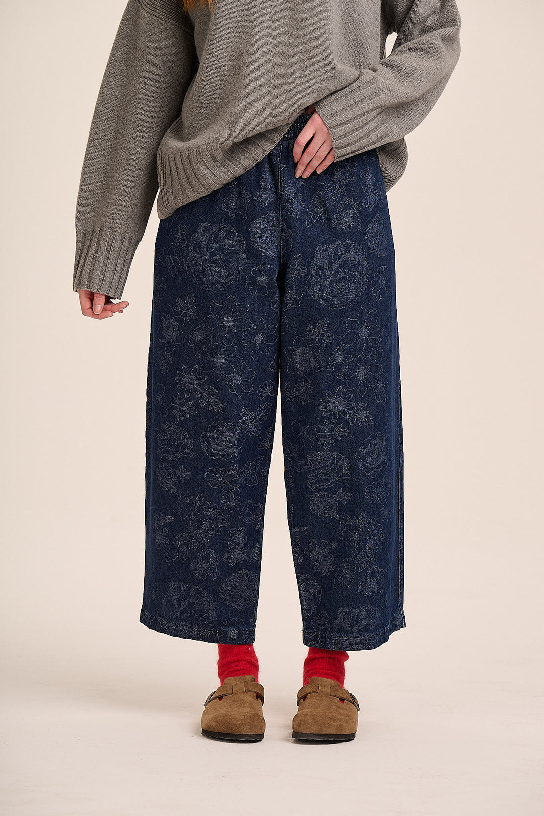 Ottie Denim Trousers - Outline Floral