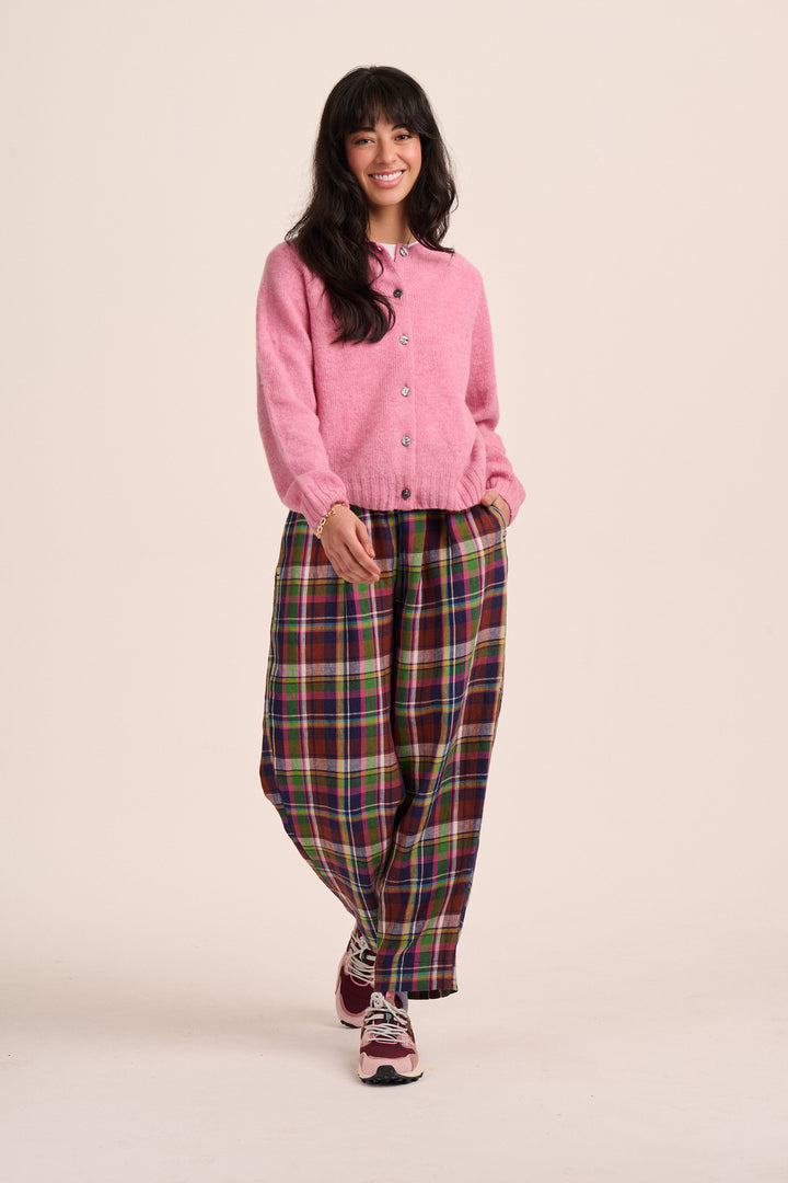 Peggy Linen Trousers - Bright Plaid Check