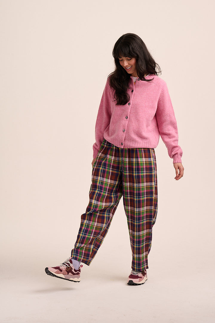 Peggy Linen Trousers - Bright Plaid Check