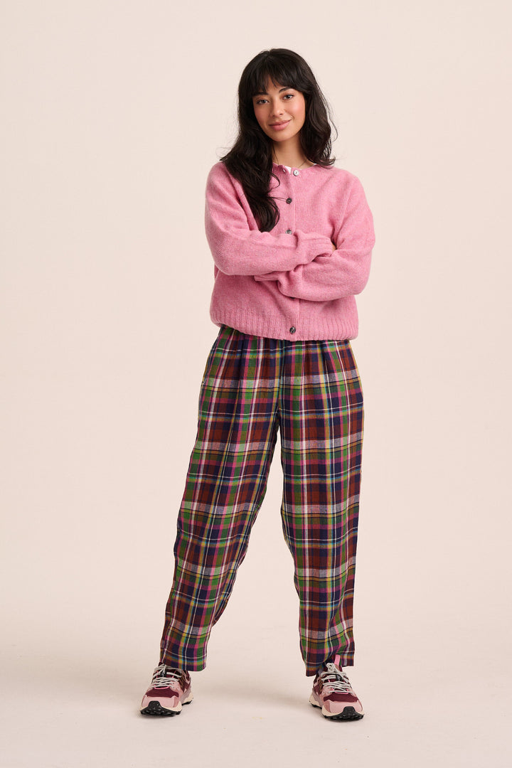 Peggy Linen Trousers - Bright Plaid Check