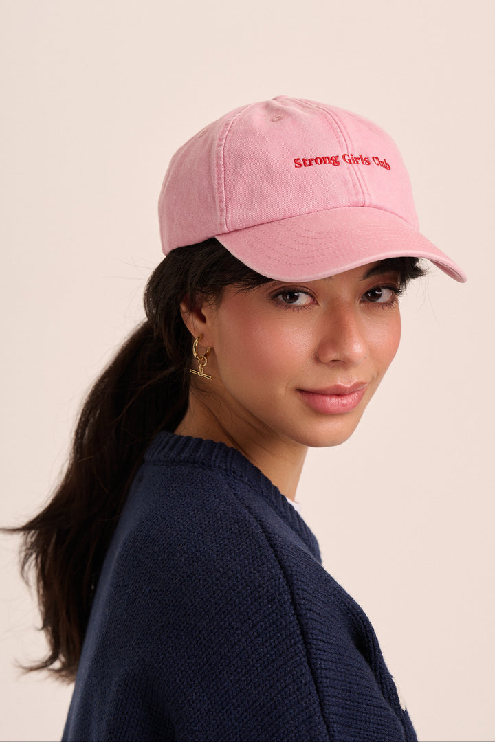 Strong Girls Club Dusky Pink Vintage Wash Slogan Cap