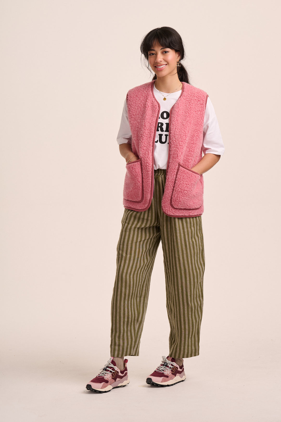 Peggy Linen Trousers - Tonal Khaki Stripe