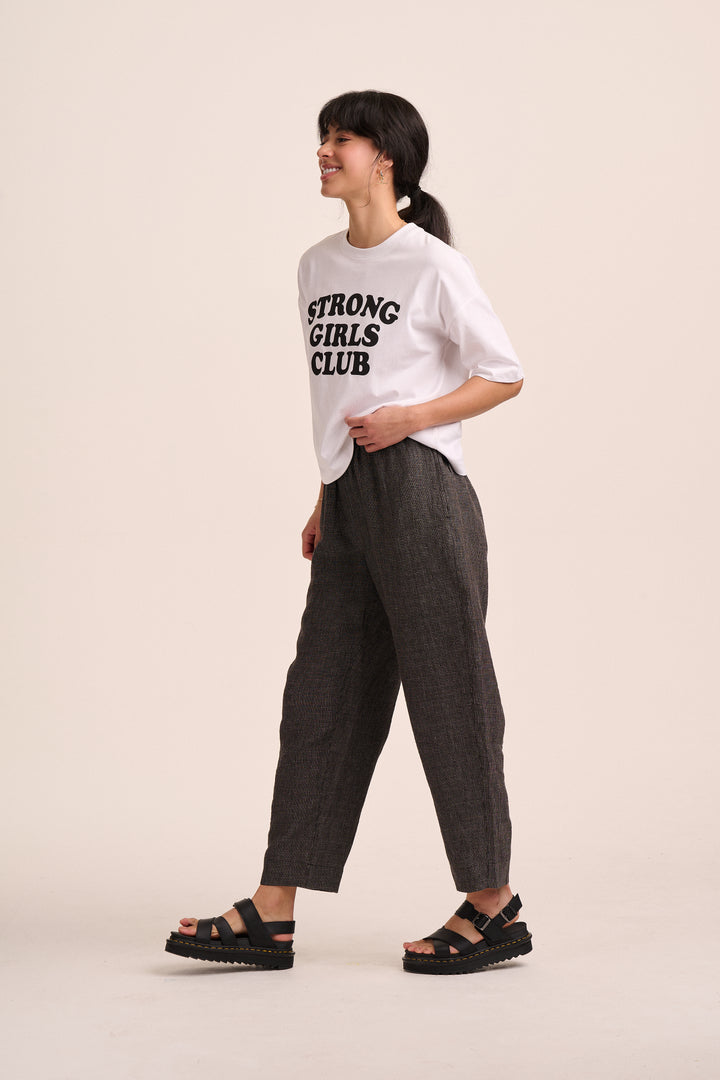 Peggy Linen Trousers - Black Grid