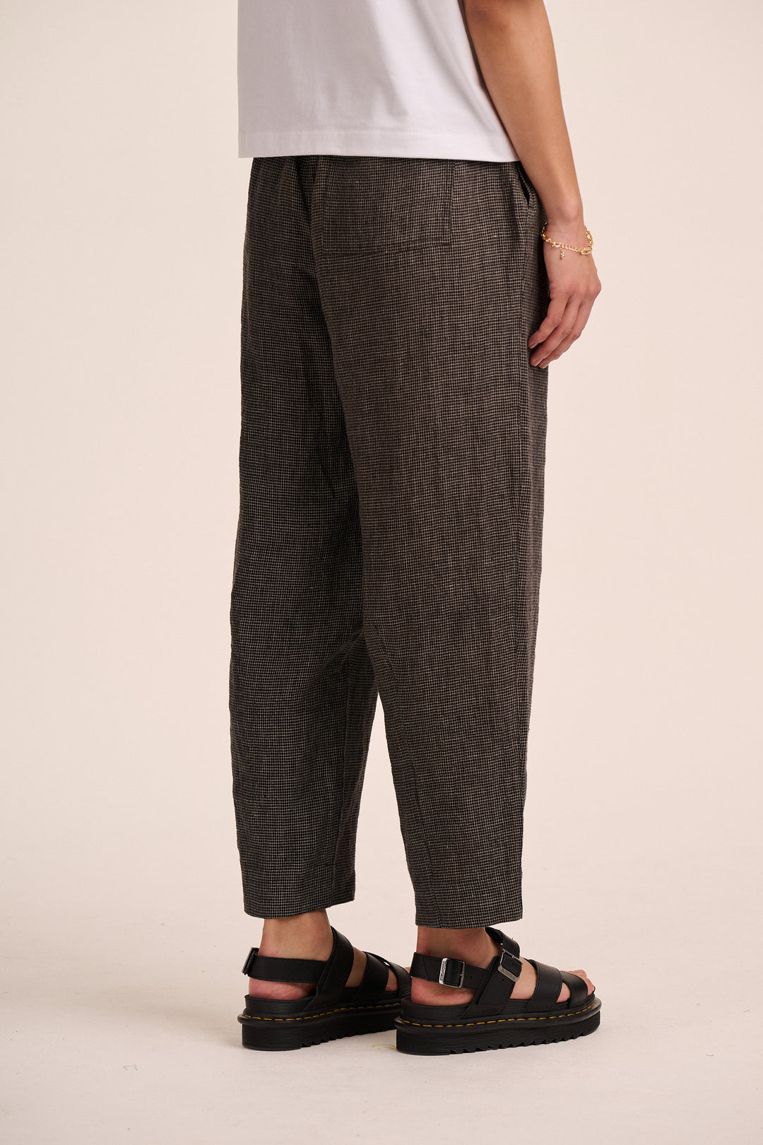 Peggy Linen Trousers - Black Grid