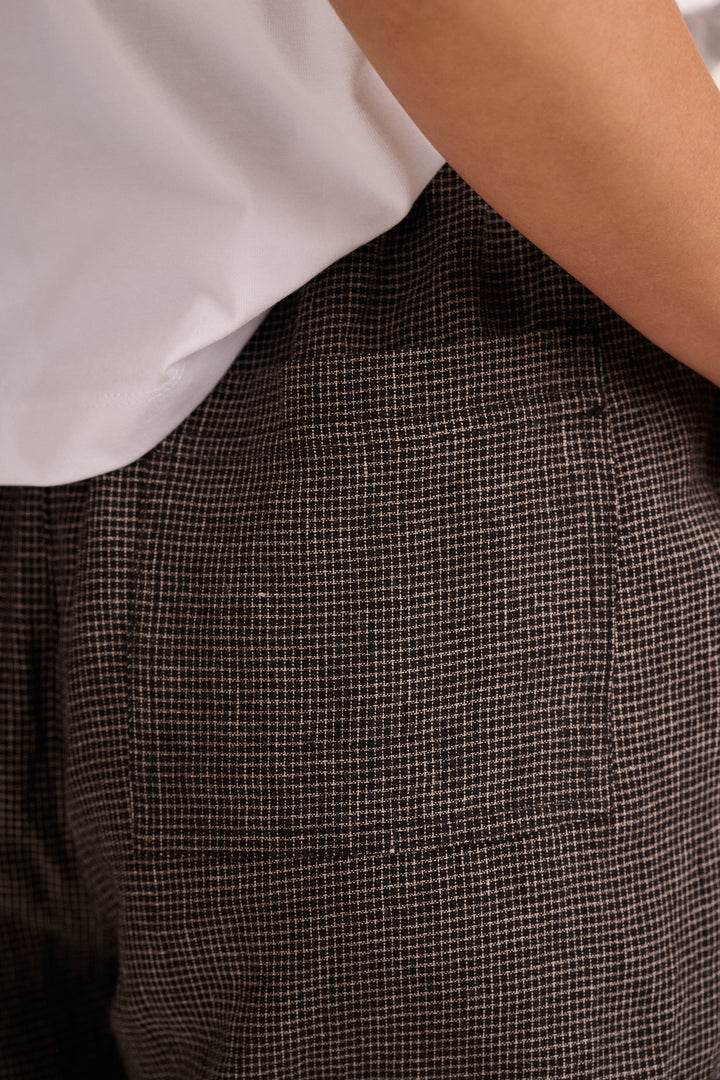Peggy Linen Trousers - Black Grid