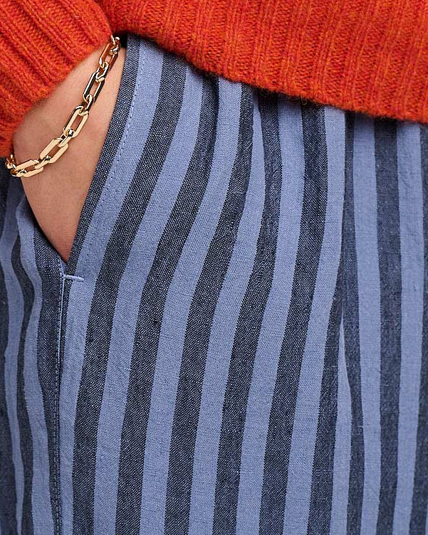Ziggy Linen Shorts - Tonal Blue Stripe