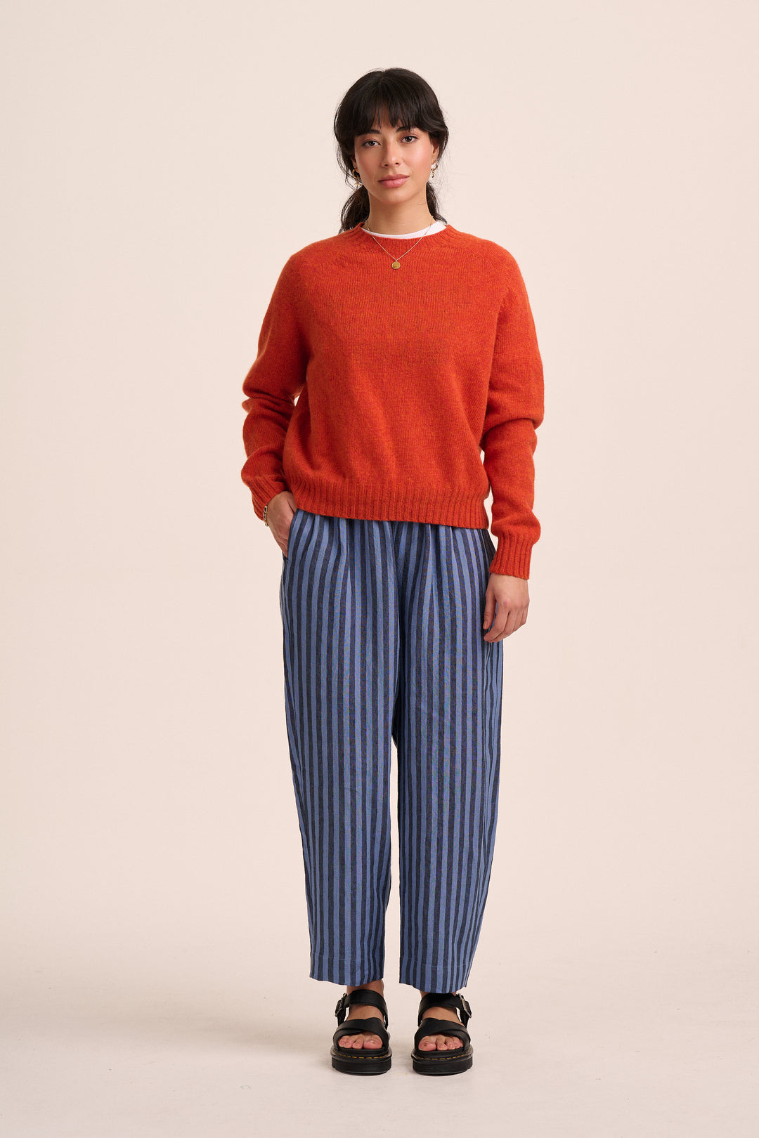 Peggy Linen Trousers - Tonal Blue Stripe