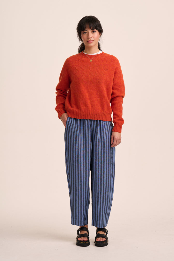 Peggy Linen Trousers - Tonal Blue Stripe