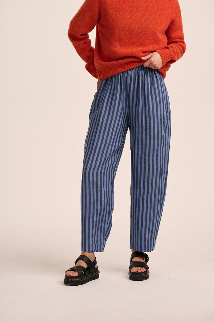Peggy Linen Trousers - Tonal Blue Stripe