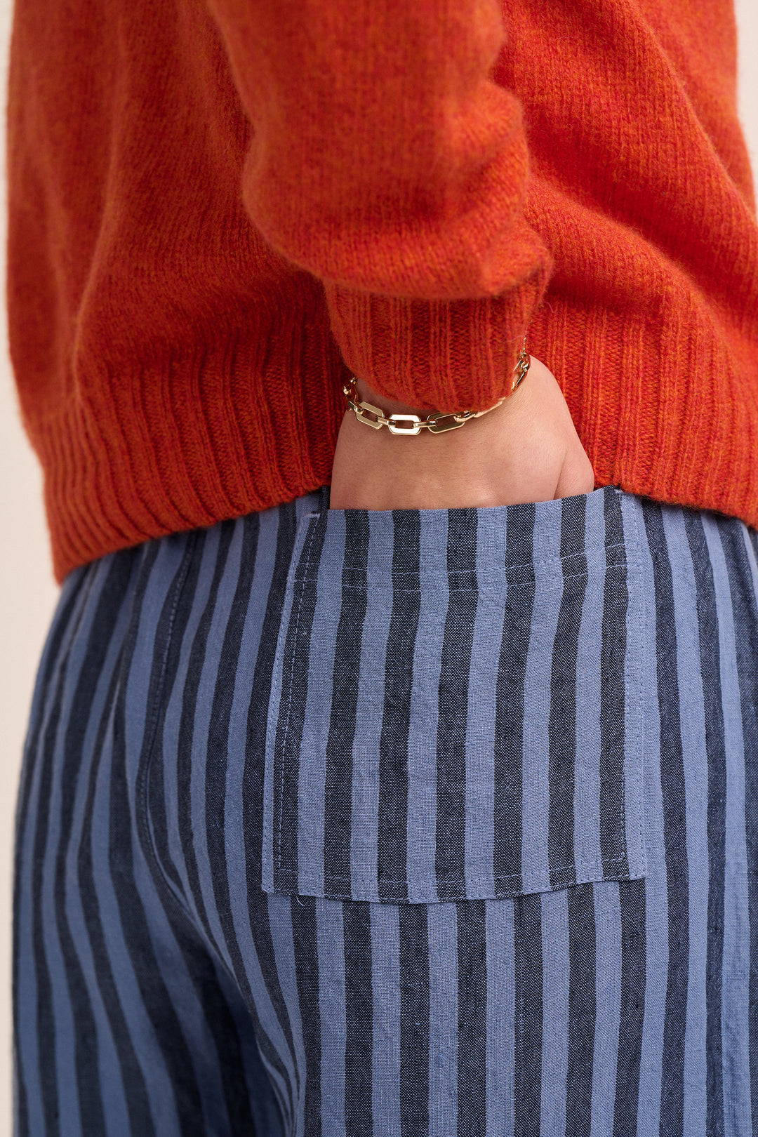 Peggy Linen Trousers - Tonal Blue Stripe