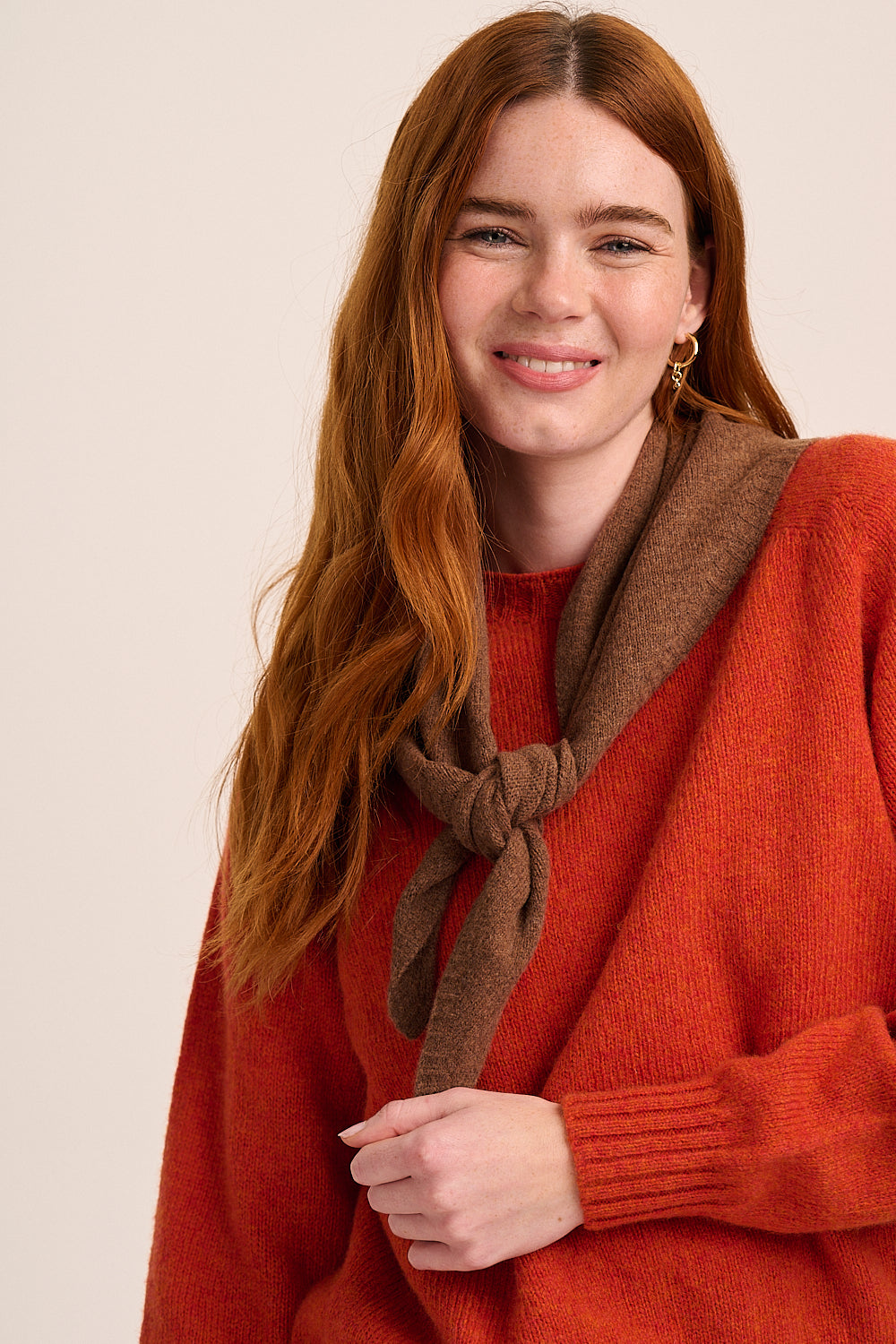 Nova Knitted Triangle Scarf - Timber