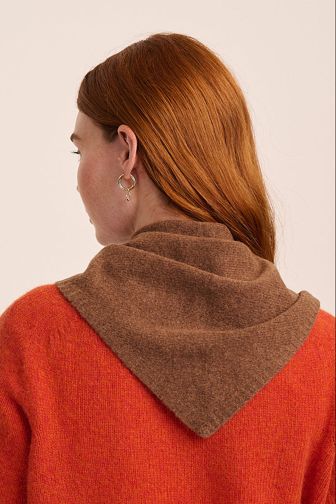 Nova Merino Wool Knitted Triangle Scarf Timber