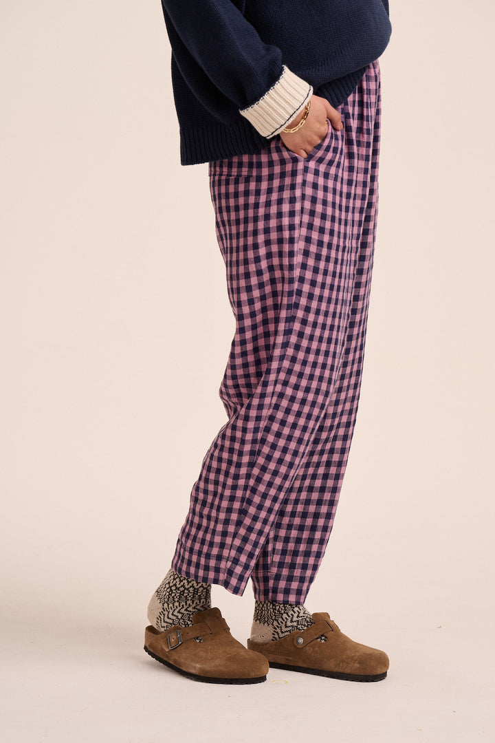 Peggy Linen Trousers - Pink Gingham