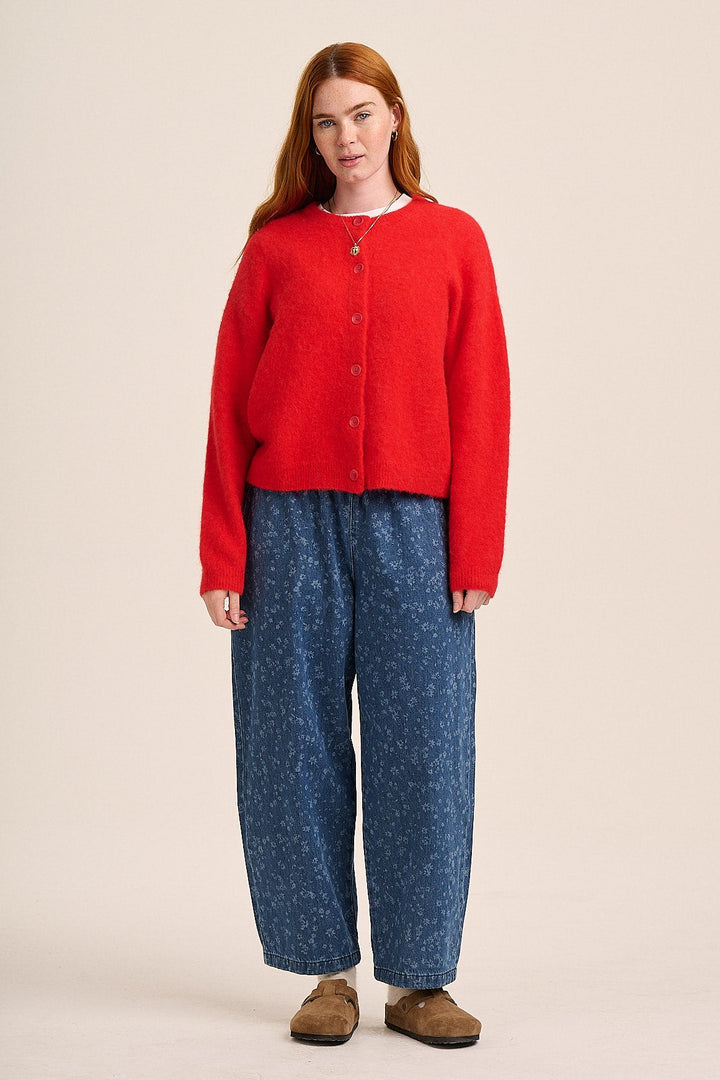 Ottie Denim Trousers  -  Floral Mid Wash
