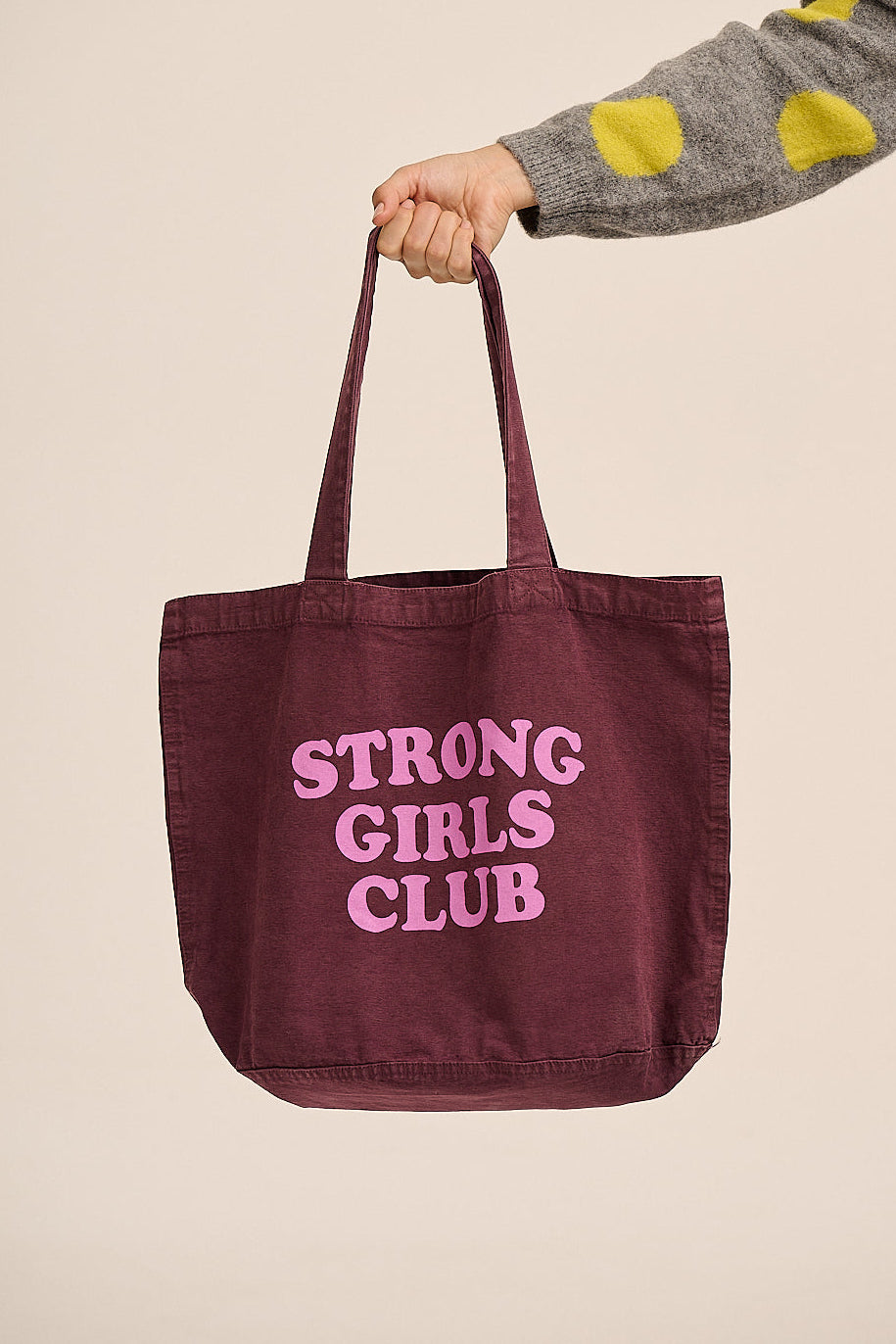 Strong Girls Club Printed Tote Bag  - Merlot