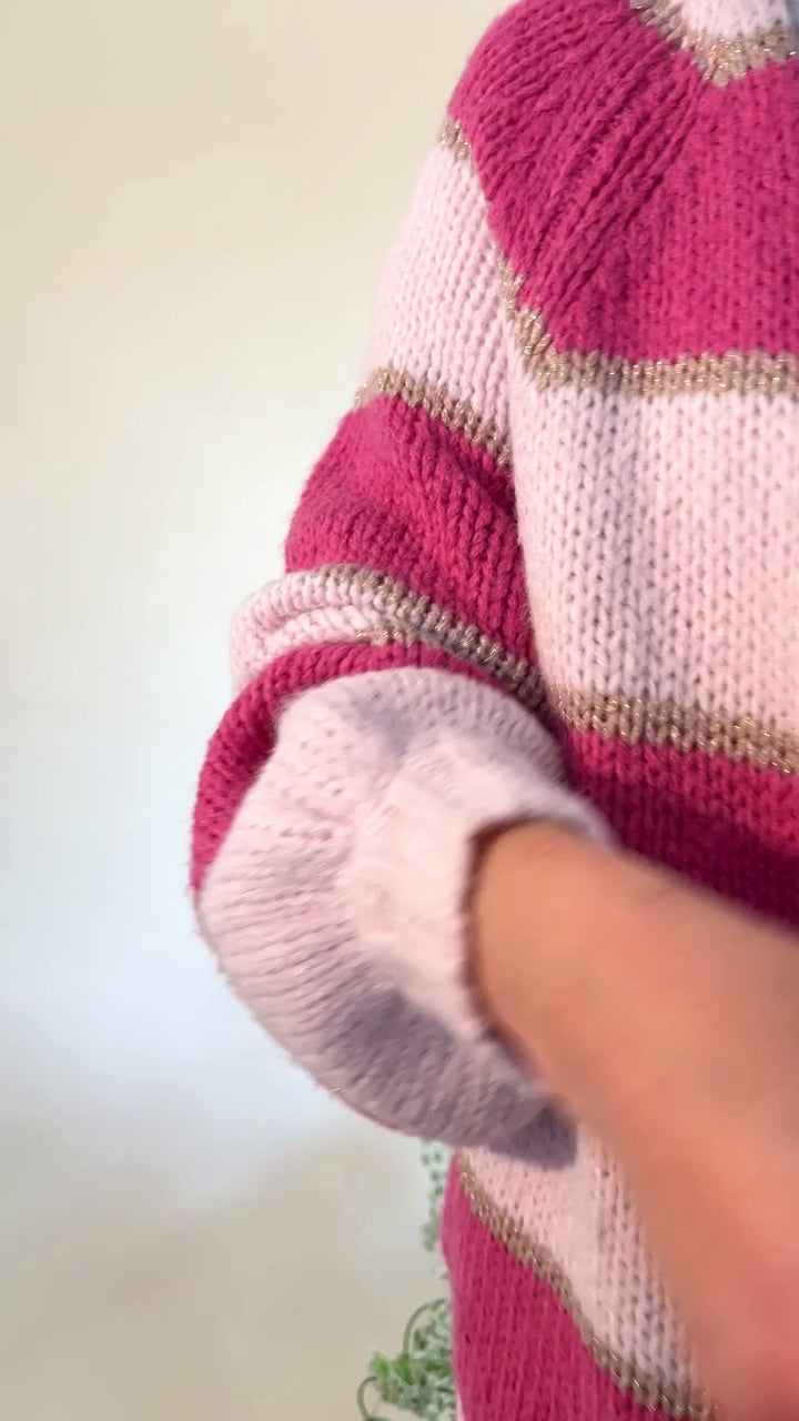 Raspberry Ripple Pink Stripe Cardigan