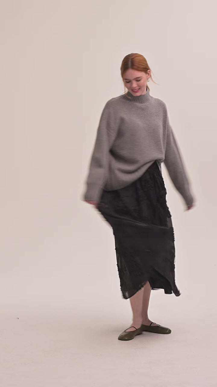 Eva Applique Circle Skirt - Black