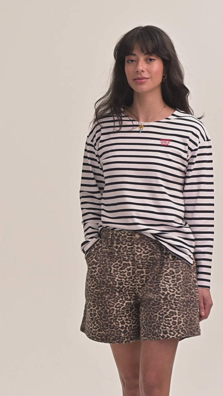 Strong Girls Club Breton TShirt - White/Navy