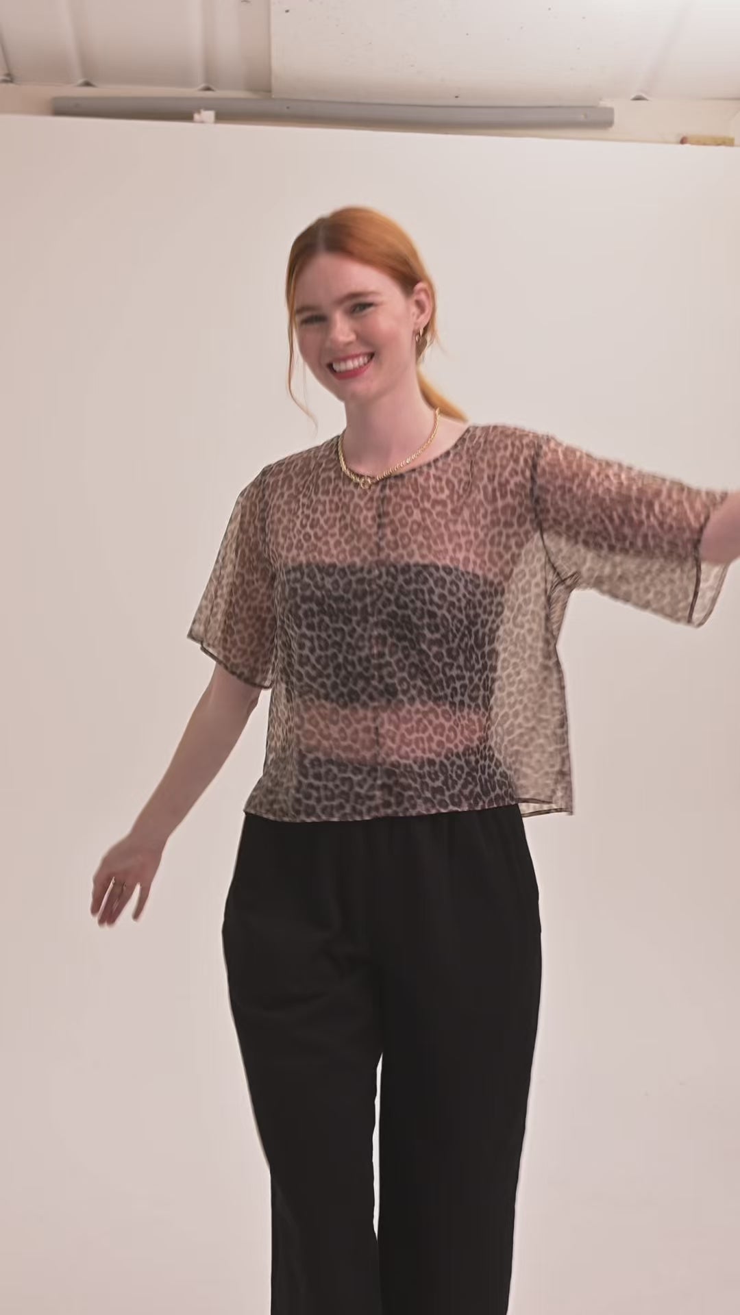 Cleo Organza Top - Leopard