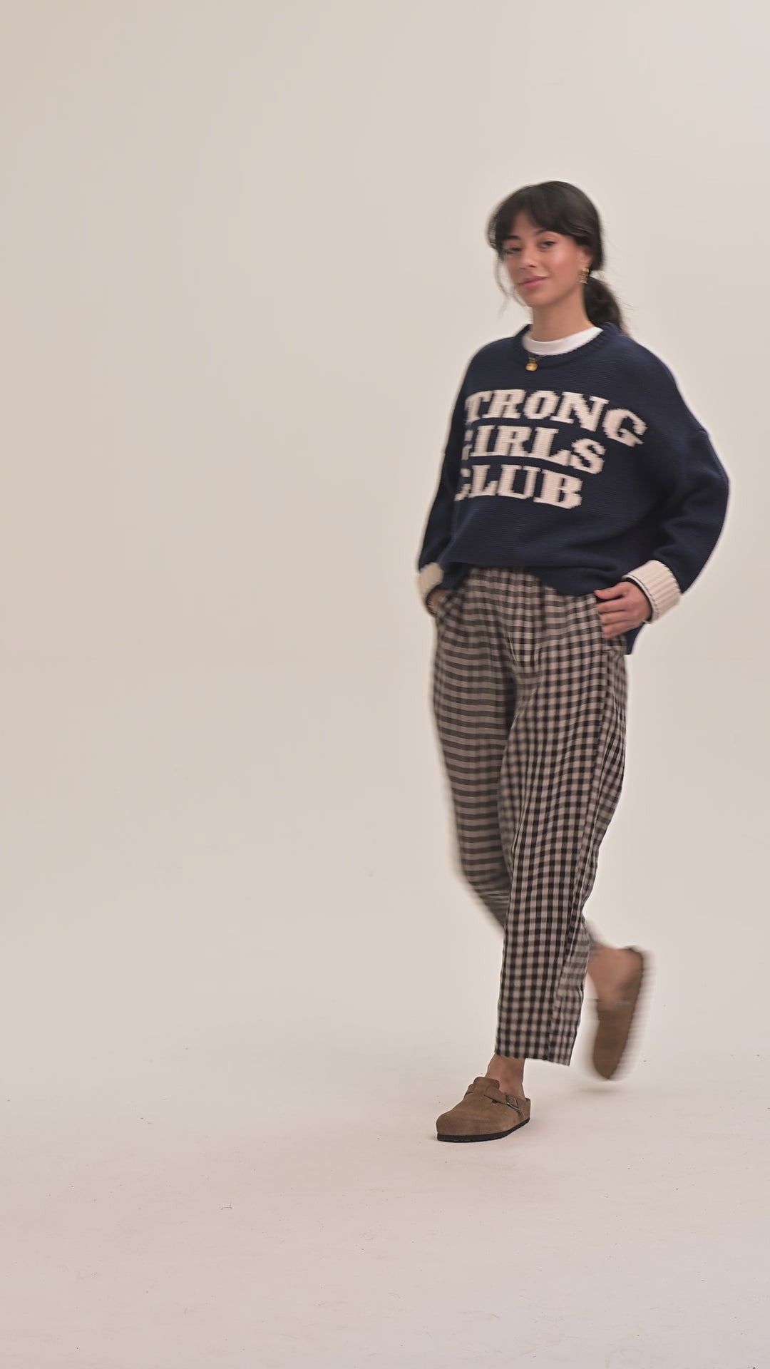 Peggy Linen Trousers - Black & Ecru Gingham