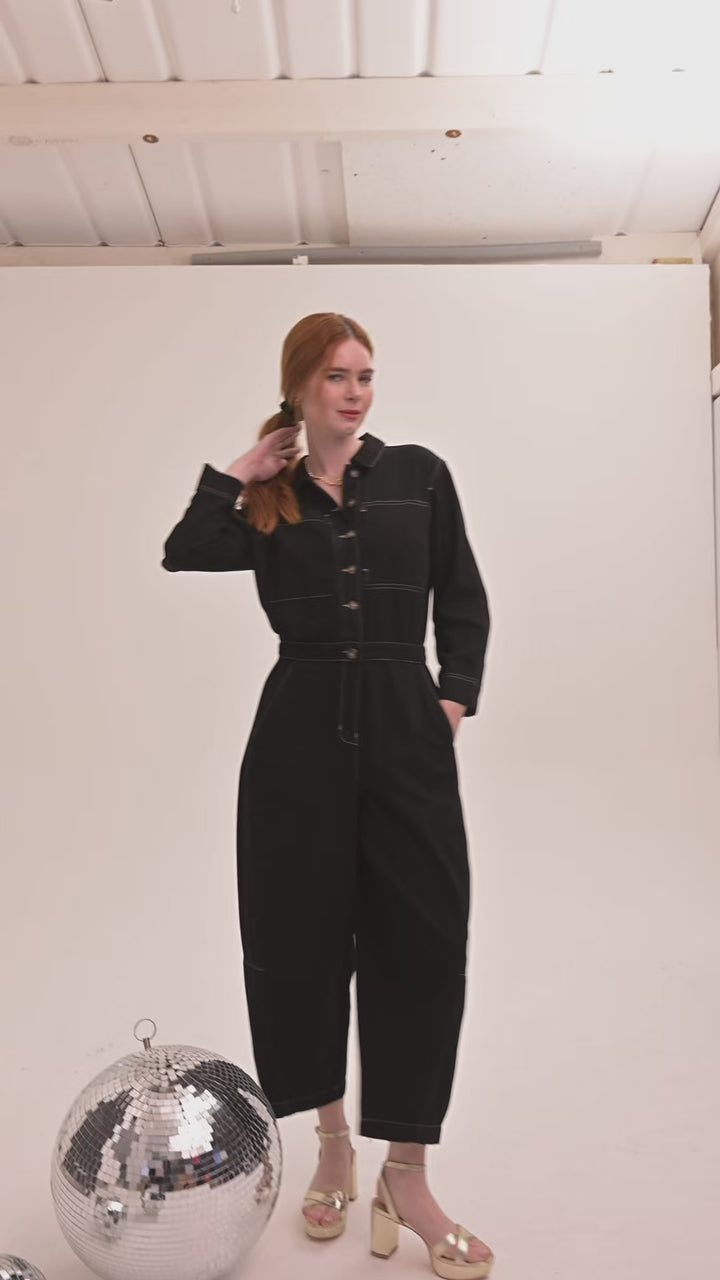 Gracie Denim Jumpsuit - Black