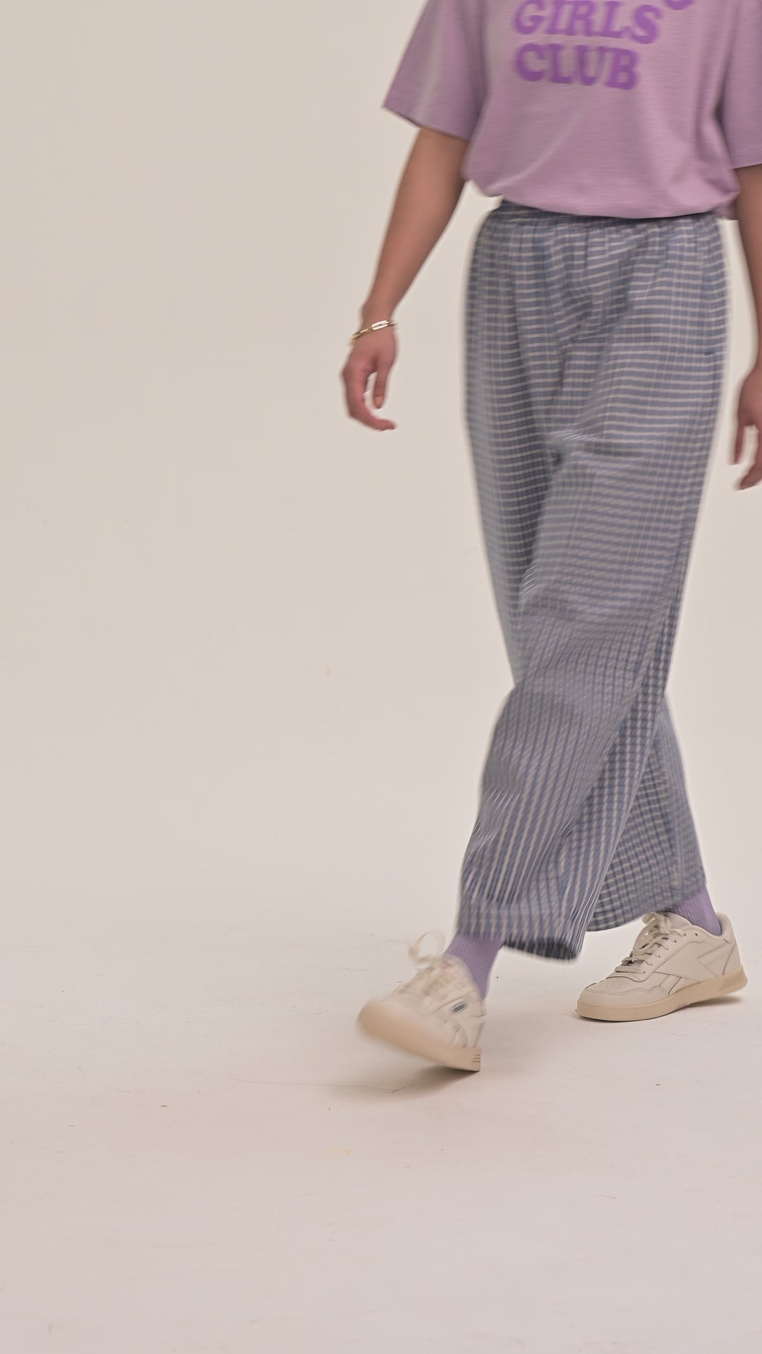 Ottie Denim Trousers - Blue Mini Plaid