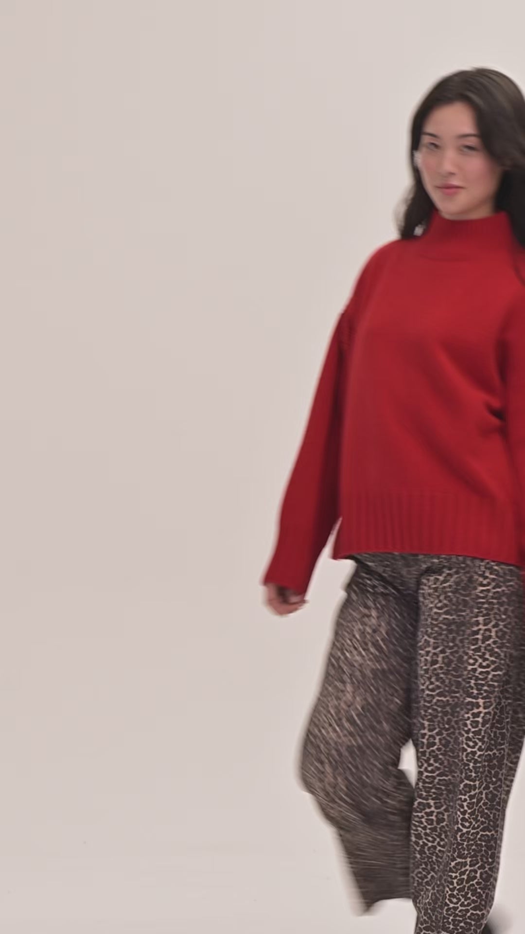 Lottie Merino Funnel-Neck Jumper - Red