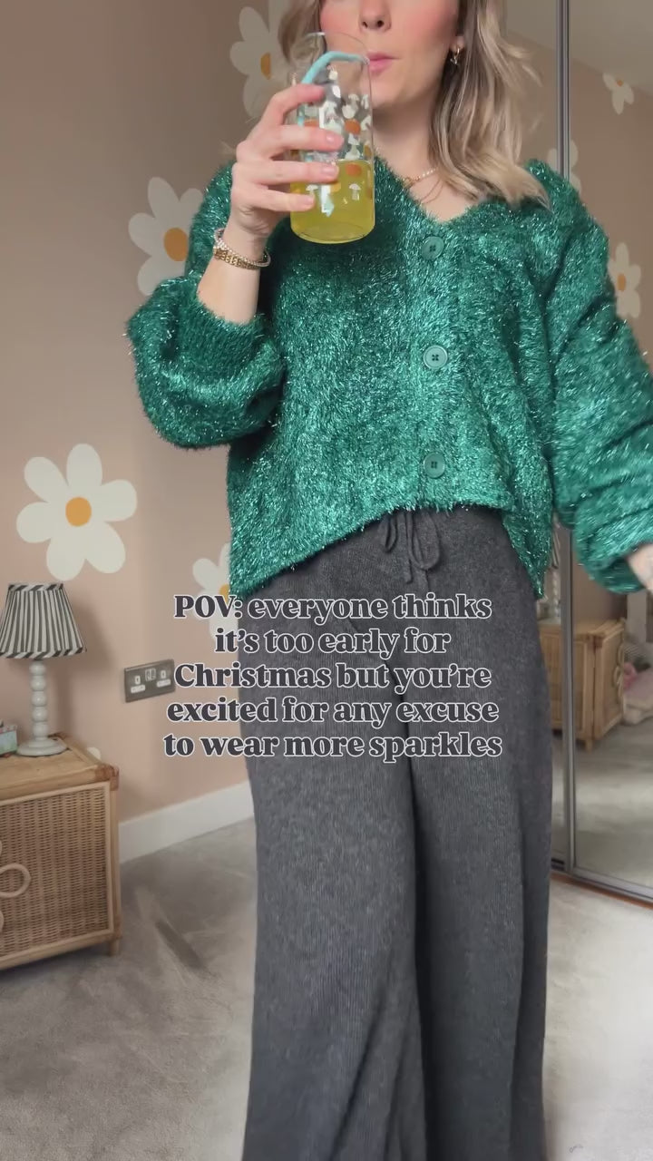 Emerald Green Sparkly Mabel Cardigan