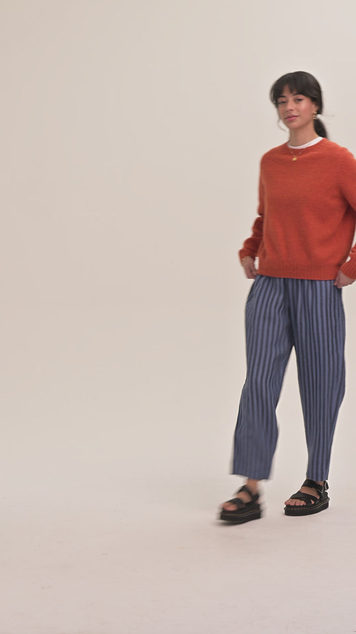 Peggy Linen Trousers - Tonal Blue Stripe