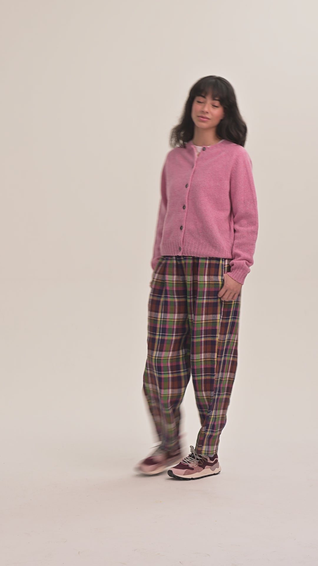 Peggy Linen Trousers - Bright Plaid Check