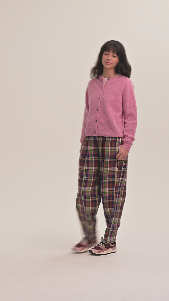 Peggy Linen Trousers - Bright Plaid Check