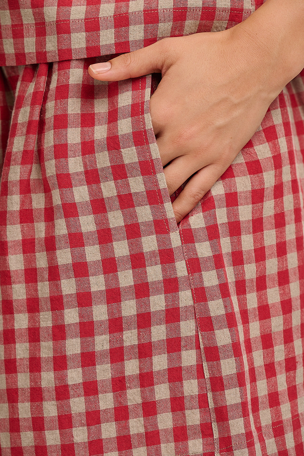 Ziggy Linen Shorts - Red & Sand Check