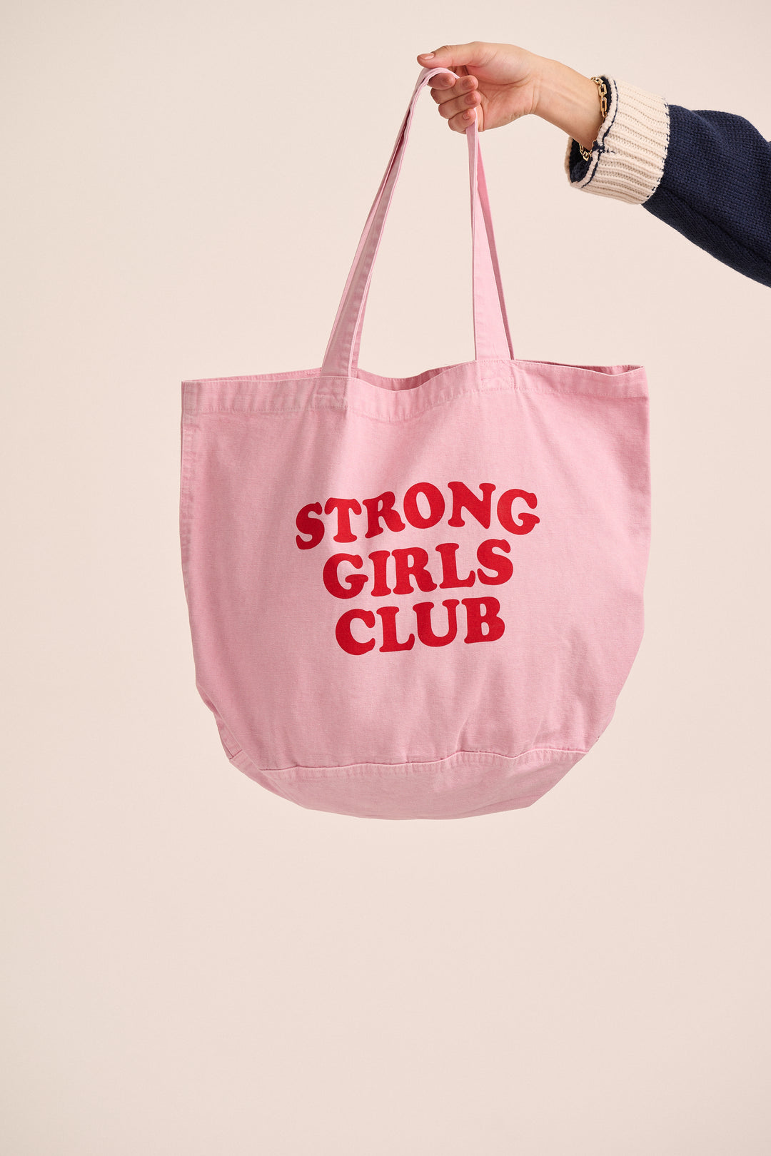 Strong Girls Club Printed Tote Bag  - Pink