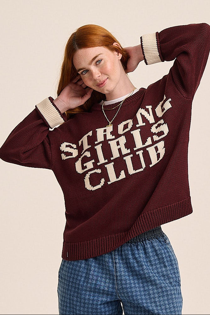 Strong Girls Club cotton knit jumper in Chocolate Fig — Mutha.Hood