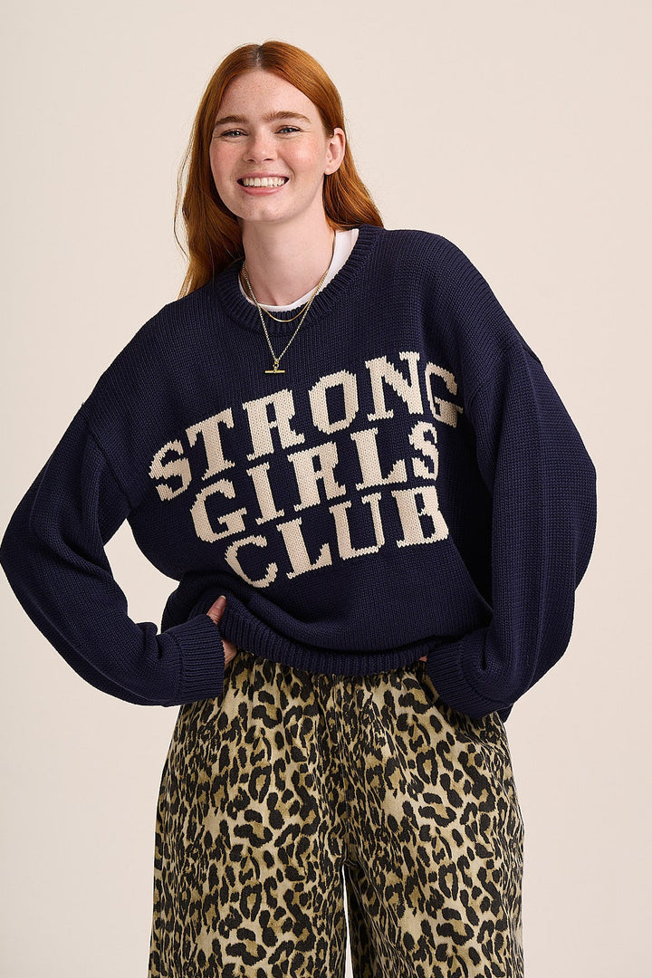 Strong Girls Club cotton knit jumper in Navy — Mutha.Hood