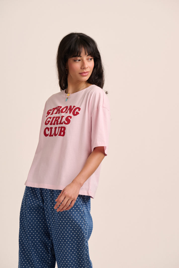 Strong Girls Club Slogan TShirt - Pink