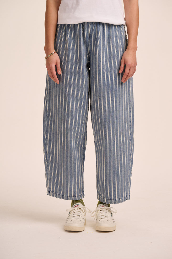 Ottie Denim Trousers - Light Wash Stripe