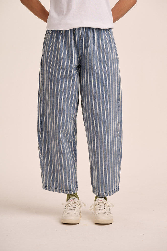 Ottie Denim Trousers Light Wash Stripe