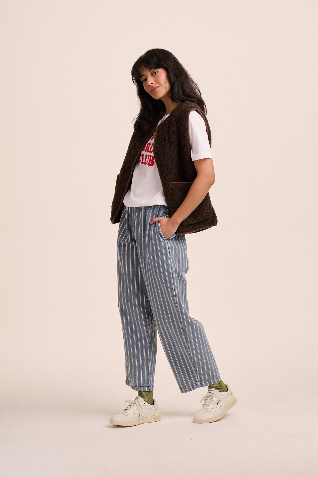 Ottie Denim Trousers - Light Wash Stripe
