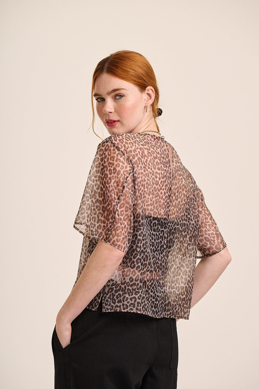 Cleo organza top keyhole button back detail — Mutha.Hood