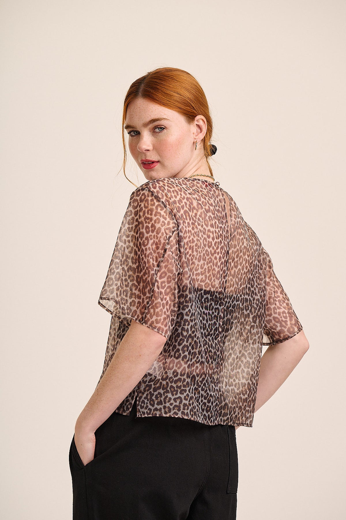 Cleo organza top keyhole button back detail — Mutha.Hood
