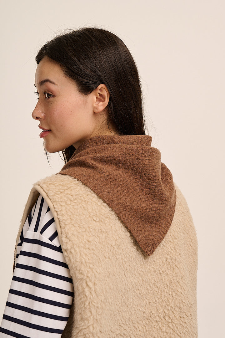 Nova Merino Wool Knitted Triangle Scarf - Timber