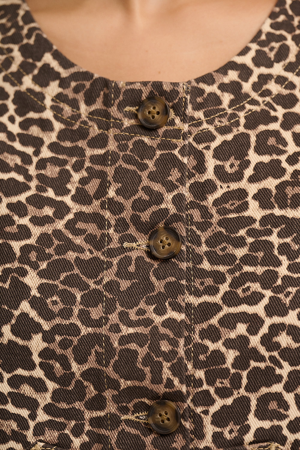 Orla Denim Top - Leopard