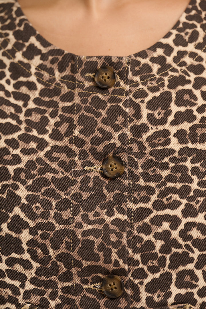 Orla Denim Top - Leopard