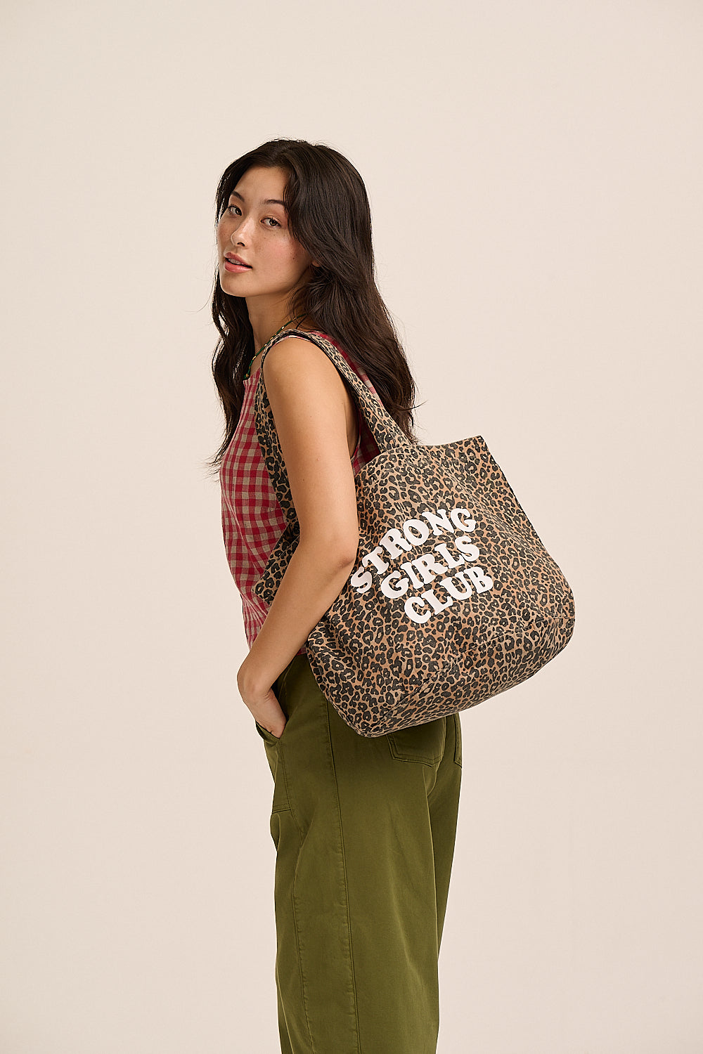 Strong Girls Club Printed Tote Bag  - Leopard