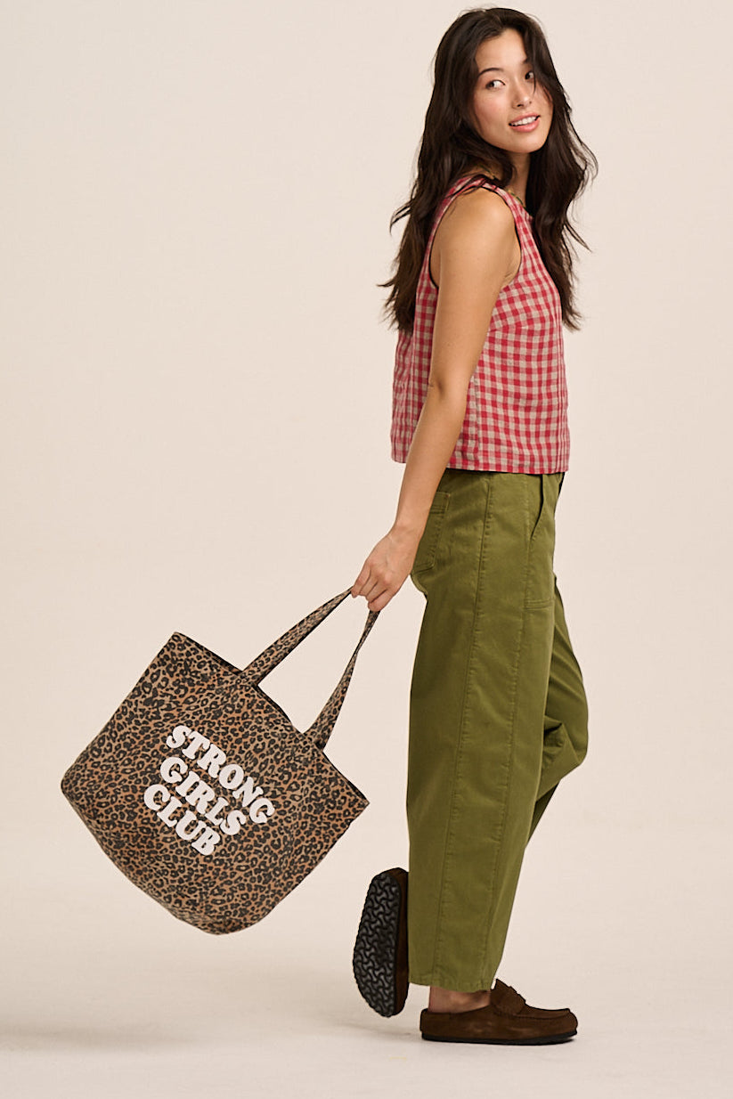 Strong Girls Club Printed Tote Bag  - Leopard
